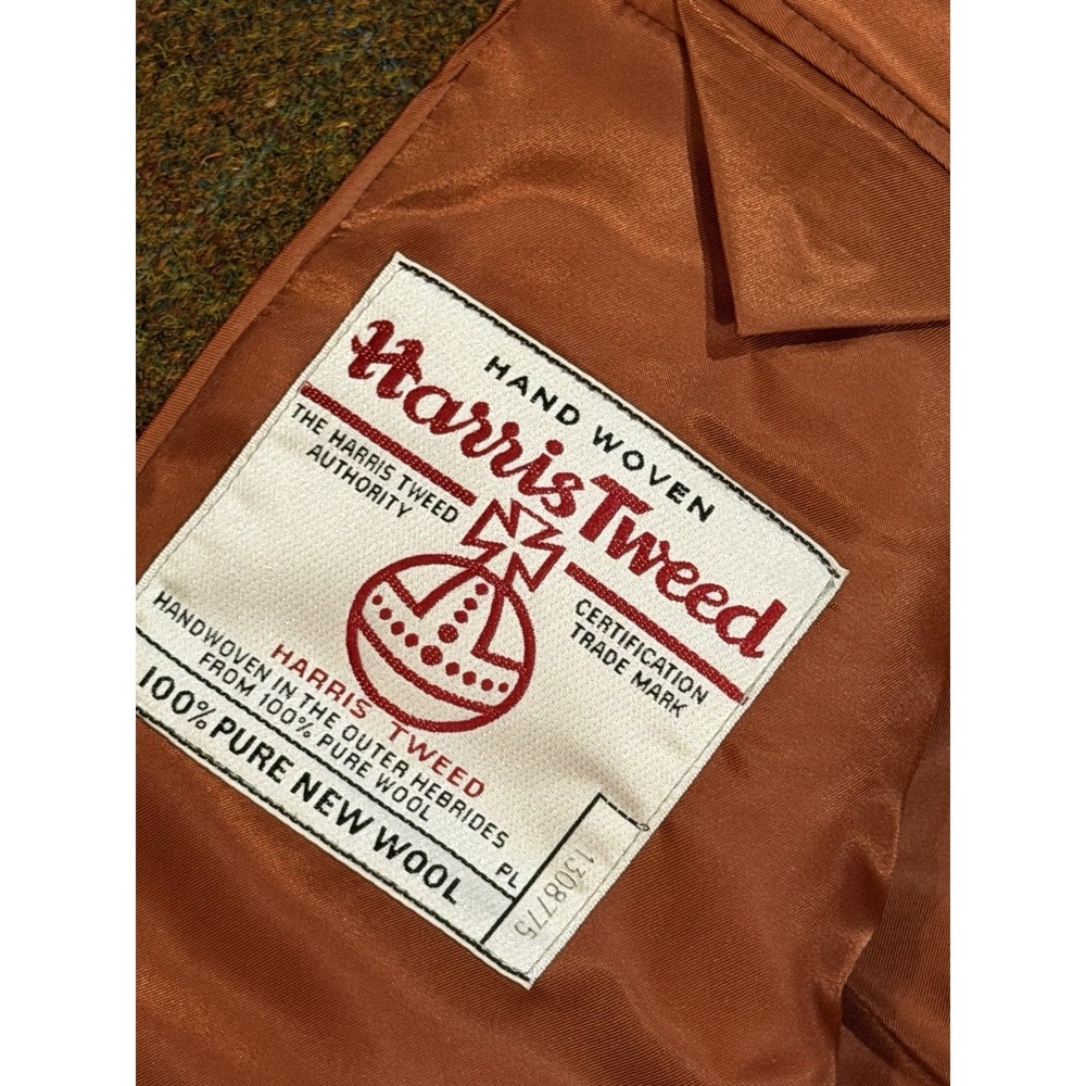 Harris Tweed Blazer Men's 46R 100% Pure New Wool Orange Colorful Suit Jacket - Picture 8 of 11